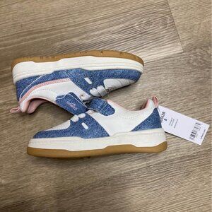 OshKosh B’Gosh Toddler Shoes Size 8 White Pink Denim Velcro Closure New